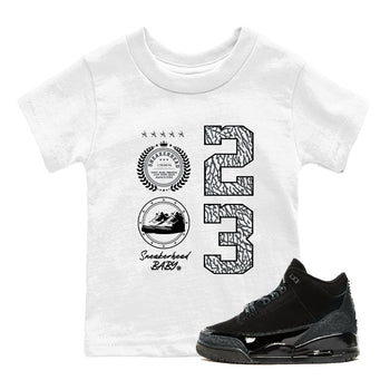 Air Jordan 3 Black Cat shirts to match jordans Sneaker Emblem sneaker match tees Jordan 3 Retro Black Cat best t shirts to wear with jordans SNRT Sneaker Tees Youth Baby White 1 tee