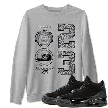 Air Jordan 3 Black Cat shirts to match jordans Sneaker Emblem sneaker match tees Jordan 3 Retro Black Cat best t shirts to wear with jordans SNRT Sneaker Tees unisex cotton Heather Grey 1 shirts