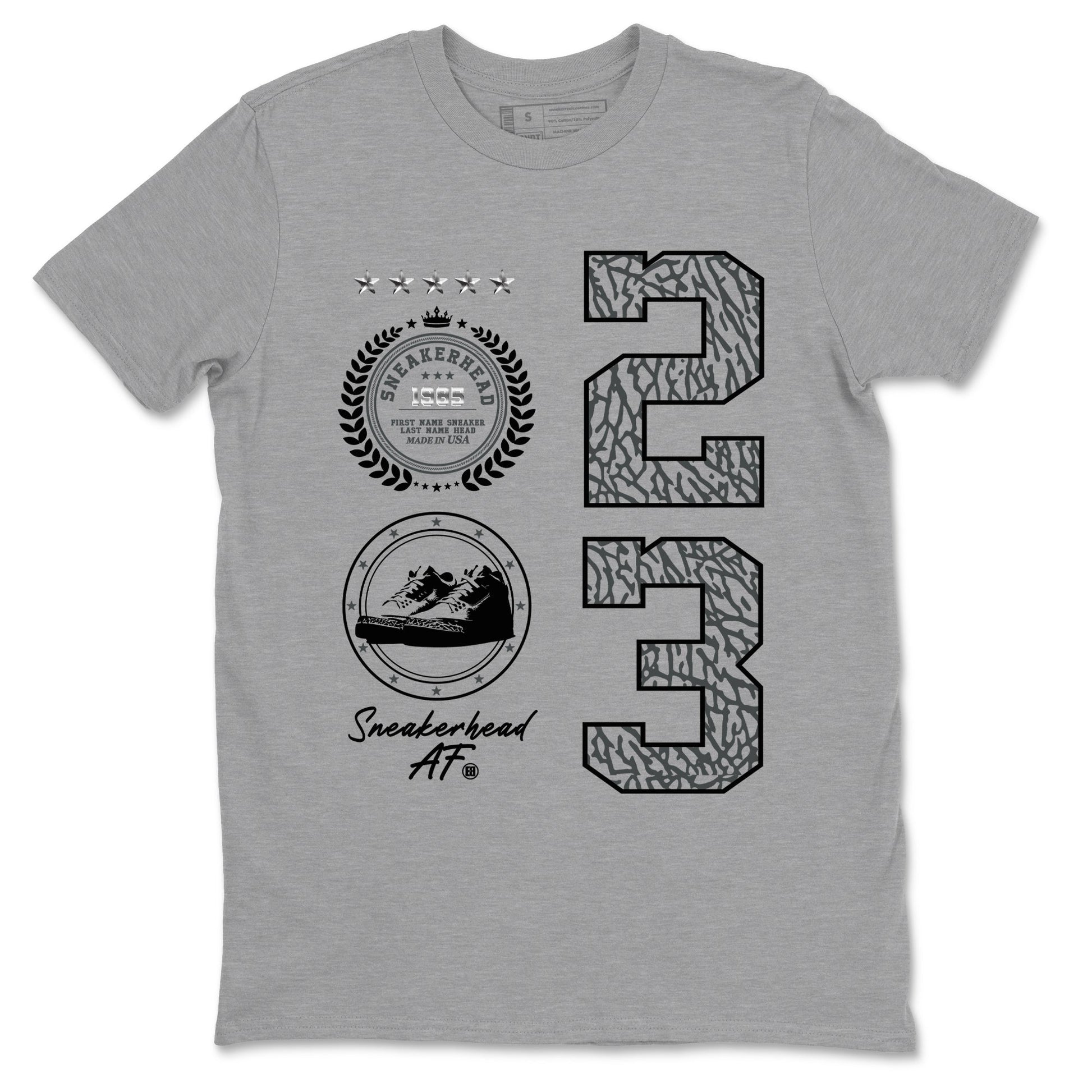 Air Jordan 3 Black Cat shirts to match jordans Sneaker Emblem sneaker match tees Jordan 3 Retro Black Cat best t shirts to wear with jordans SNRT Sneaker Tees unisex cotton Heather Grey 2 shirts