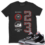 3s Black Cement shirts to match jordans Sneaker Emblem sneaker match tees Air Jordan 3 Retro Black Cement SNRT Sneaker Release Tees unisex cotton Black 1 crew neck shirts