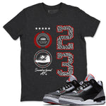 3s Black Cement shirts to match jordans Sneaker Emblem sneaker match tees Air Jordan 3 Retro Black Cement SNRT Sneaker Release Tees unisex cotton Charcoal Heather 1 crew neck shirts