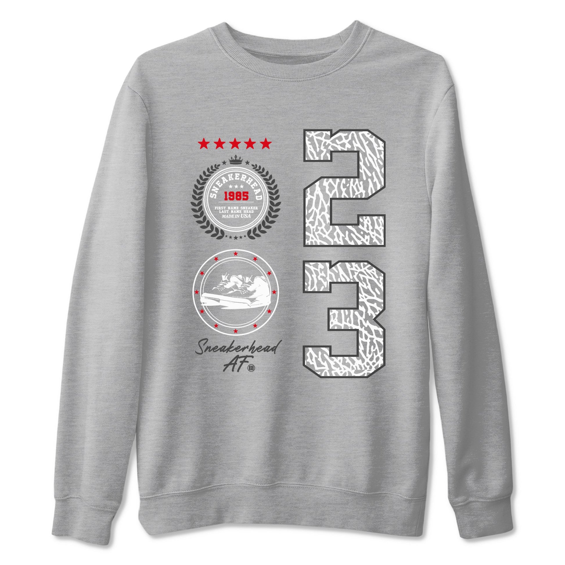 Air Jordan 3 Retro Cement Grey shirts to match jordans Sneaker Emblem sneaker match tees 3s Cement Grey SNRT Sneaker Tees streetwear brand Heather Grey 2 unisex cotton tee