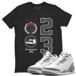 Air Jordan 3 Retro Cement Grey shirts to match jordans Sneaker Emblem sneaker match tees 3s Cement Grey SNRT Sneaker Tees streetwear brand Black 1 unisex cotton tee