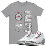 Air Jordan 3 Retro Cement Grey shirts to match jordans Sneaker Emblem sneaker match tees 3s Cement Grey SNRT Sneaker Tees streetwear brand Heather Grey 1 unisex cotton tee