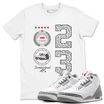 Air Jordan 3 Retro Cement Grey shirts to match jordans Sneaker Emblem sneaker match tees 3s Cement Grey SNRT Sneaker Tees streetwear brand White 1 unisex cotton tee