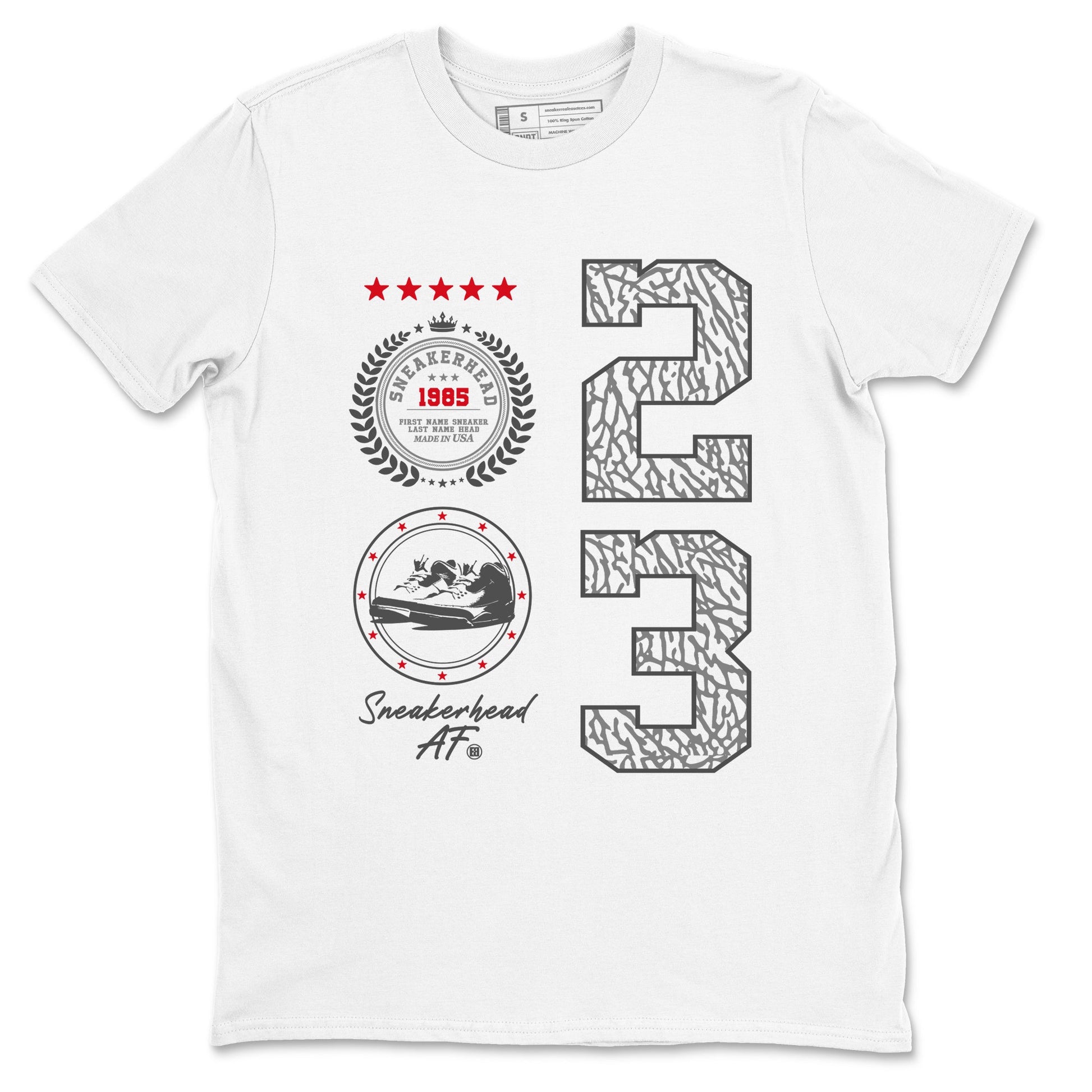 Air Jordan 3 Retro Cement Grey shirts to match jordans Sneaker Emblem sneaker match tees 3s Cement Grey SNRT Sneaker Tees streetwear brand White 2 unisex cotton tee