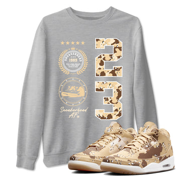 WNBA x Air Jordan 3 “Desert Camo” shirts to match jordans Sneaker Emblem sneaker match tees Air Jordan 3 Desert Camo SNRT Sneaker Release Tees Clothing Sneakerhead ShirtsHeather Grey 1 unisex cotton tee