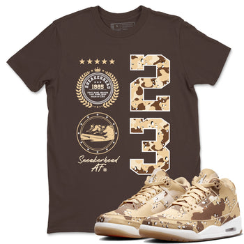 WNBA x Air Jordan 3 “Desert Camo” shirts to match jordans Sneaker Emblem sneaker match tees Air Jordan 3 Desert Camo SNRT Sneaker Release Tees Clothing Sneakerhead ShirtsDark Chocolate 1 unisex cotton tee