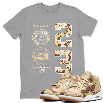 WNBA x Air Jordan 3 “Desert Camo” shirts to match jordans Sneaker Emblem sneaker match tees Air Jordan 3 Desert Camo SNRT Sneaker Release Tees Clothing Sneakerhead ShirtsHeather Grey 1 unisex cotton tee