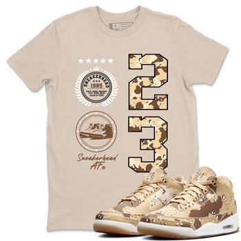 WNBA x Air Jordan 3 “Desert Camo” shirts to match jordans Sneaker Emblem sneaker match tees Air Jordan 3 Desert Camo SNRT Sneaker Release Tees Clothing Sneakerhead ShirtsSand 1 unisex cotton tee