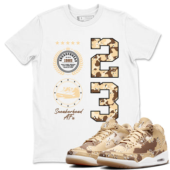WNBA x Air Jordan 3 “Desert Camo” shirts to match jordans Sneaker Emblem sneaker match tees Air Jordan 3 Desert Camo SNRT Sneaker Release Tees Clothing Sneakerhead ShirtsWhite 1 unisex cotton tee