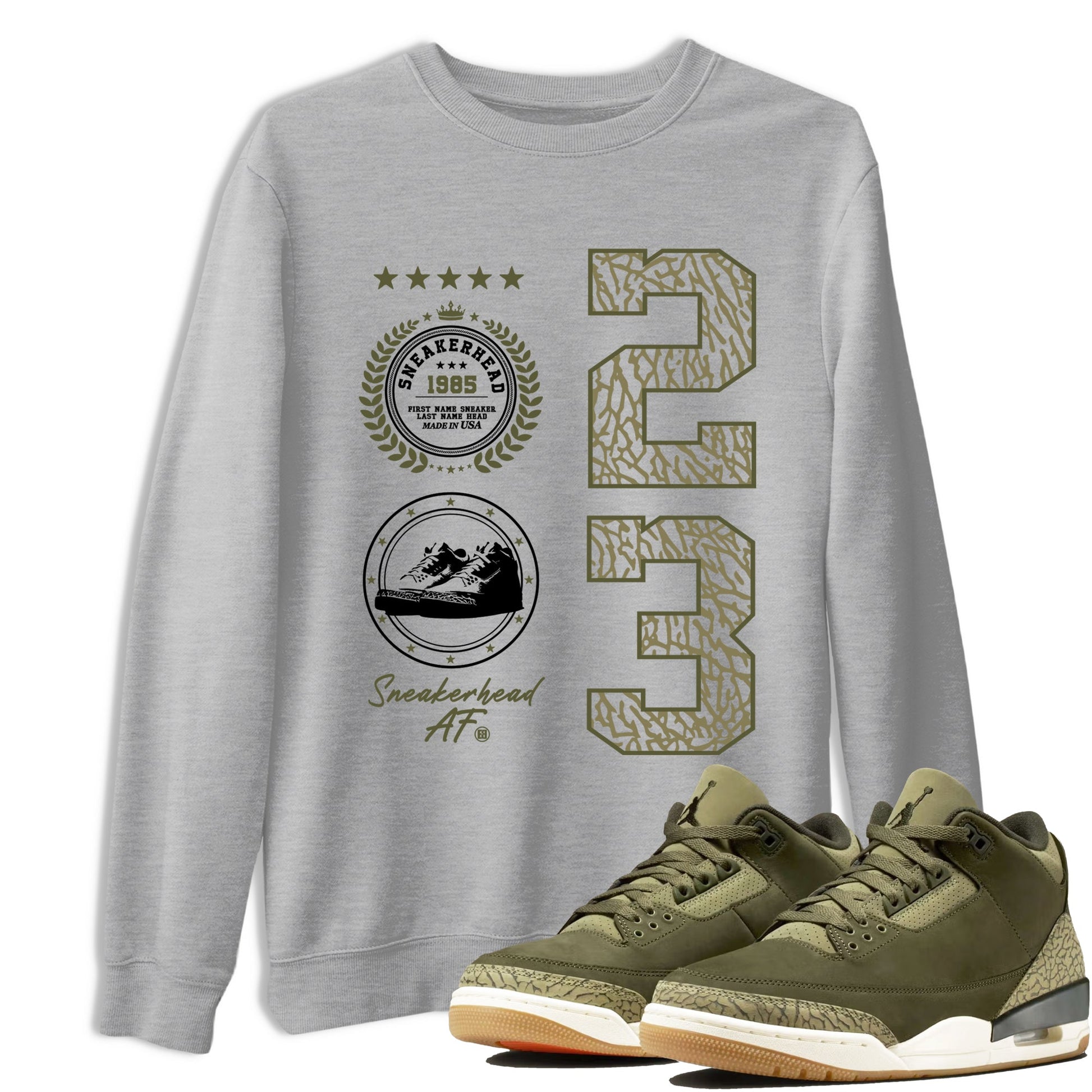 Sneaker Threads – Sneaker Threads To Match Air Jordan 3 Family Affair Shoes – Sneaker Emblem Tee Heather Grey 1