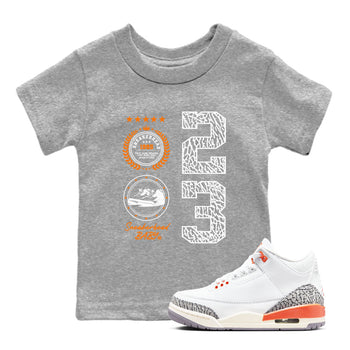 3s Georgia Peach shirt to match jordans Sneaker Emblem sneaker tees Air Jordan 3 Retro Georgia Peach SNRT Sneaker release tees baby toddler Heather Grey 1 cotton Shirt
