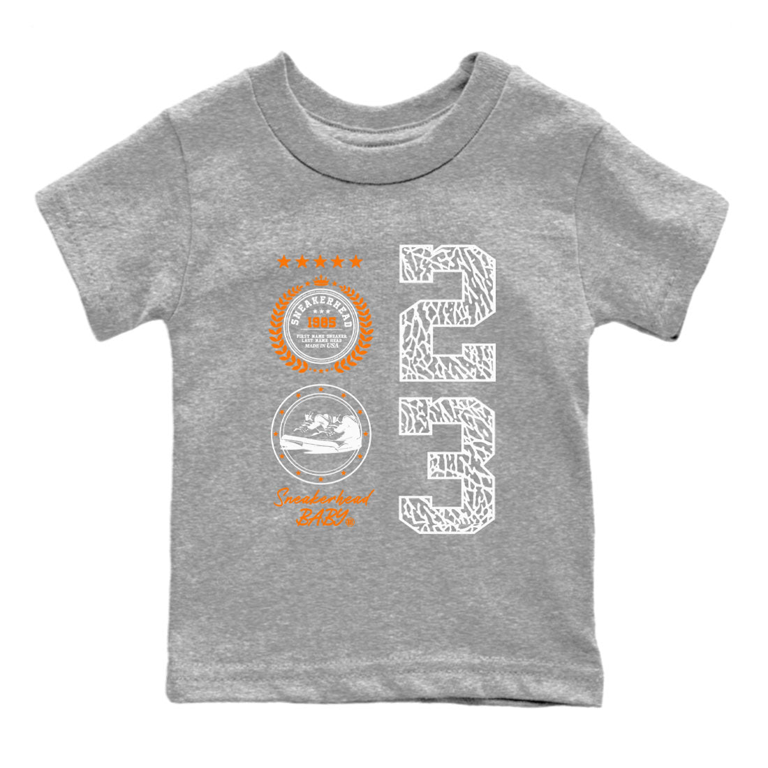 3s Georgia Peach shirt to match jordans Sneaker Emblem sneaker tees Air Jordan 3 Retro Georgia Peach SNRT Sneaker release tees baby toddler Heather Grey 2 cotton Shirt