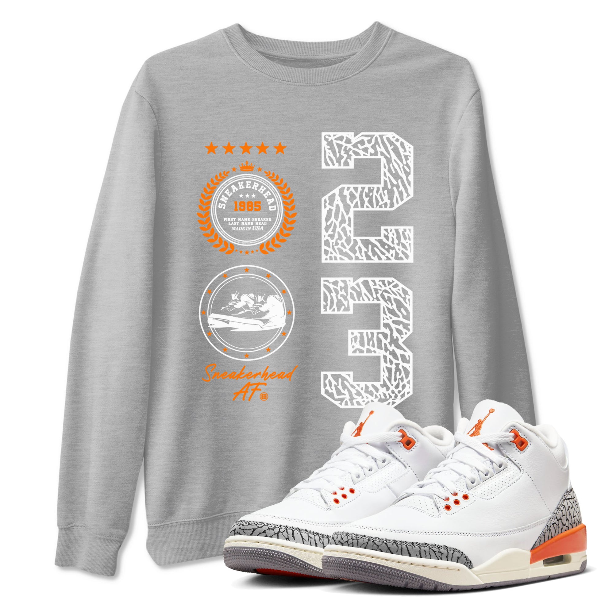 3s Georgia Peach shirt to match jordans Sneaker Emblem sneaker tees Air Jordan 3 Retro Georgia Peach SNRT Sneaker Release Tees unisex cotton Heather Grey 1 crew neck shirt