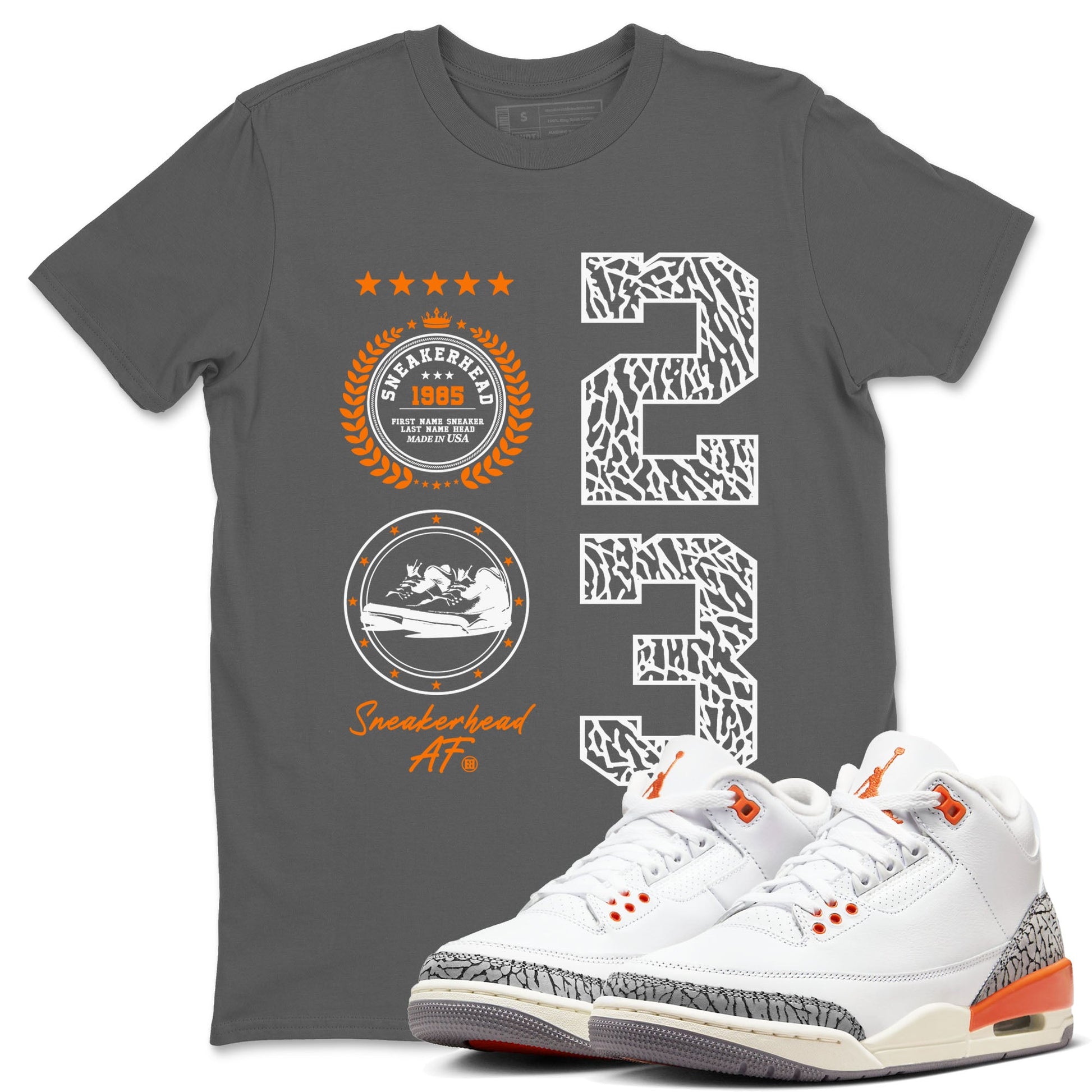 3s Georgia Peach shirt to match jordans Sneaker Emblem sneaker tees Air Jordan 3 Retro Georgia Peach SNRT Sneaker Release Tees unisex cotton Cool Grey 1 crew neck shirt