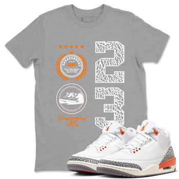 3s Georgia Peach shirt to match jordans Sneaker Emblem sneaker tees Air Jordan 3 Retro Georgia Peach SNRT Sneaker Release Tees unisex cotton Heather Grey 1 crew neck shirt