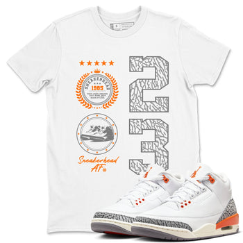 3s Georgia Peach shirt to match jordans Sneaker Emblem sneaker tees Air Jordan 3 Retro Georgia Peach SNRT Sneaker Release Tees unisex cotton White 1 crew neck shirt