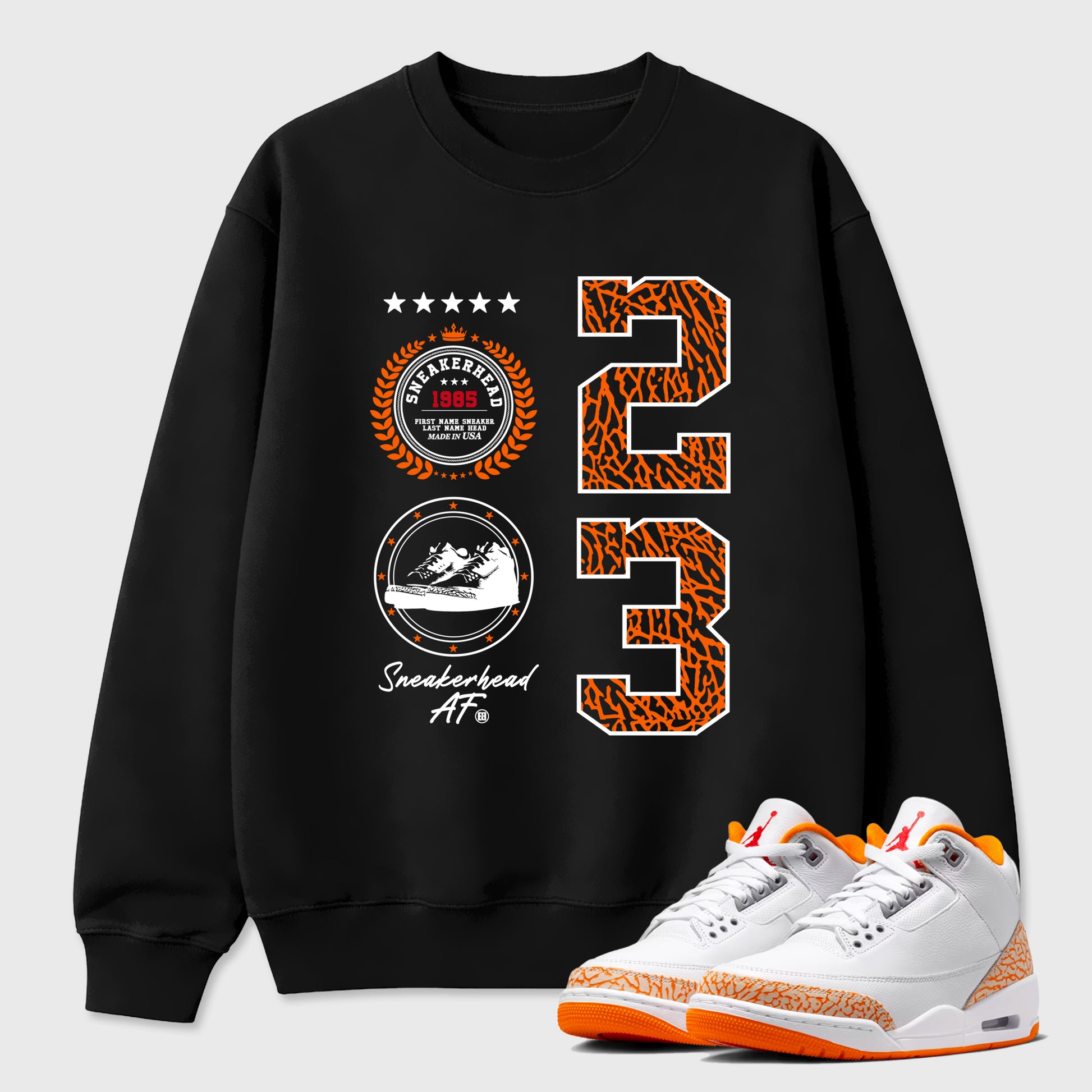 Sneaker match tees – Sneaker Tees To Match Air Jordan 3 Orange Citrus Shoes – Sneaker Emblem Tee Black 1