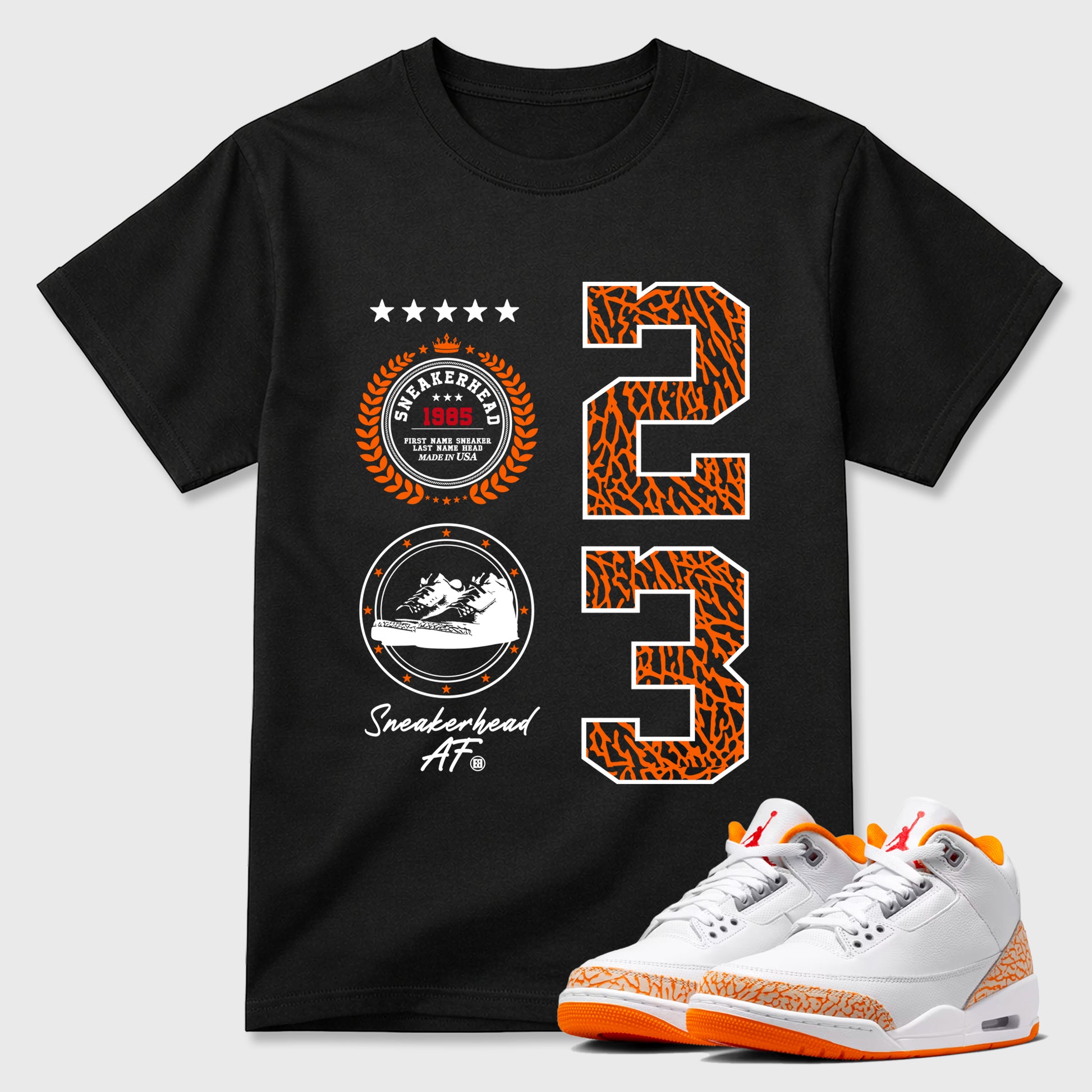 Sneaker match tees – Sneaker Tees To Match Air Jordan 3 Orange Citrus Shoes – Sneaker Emblem Tee Black 1