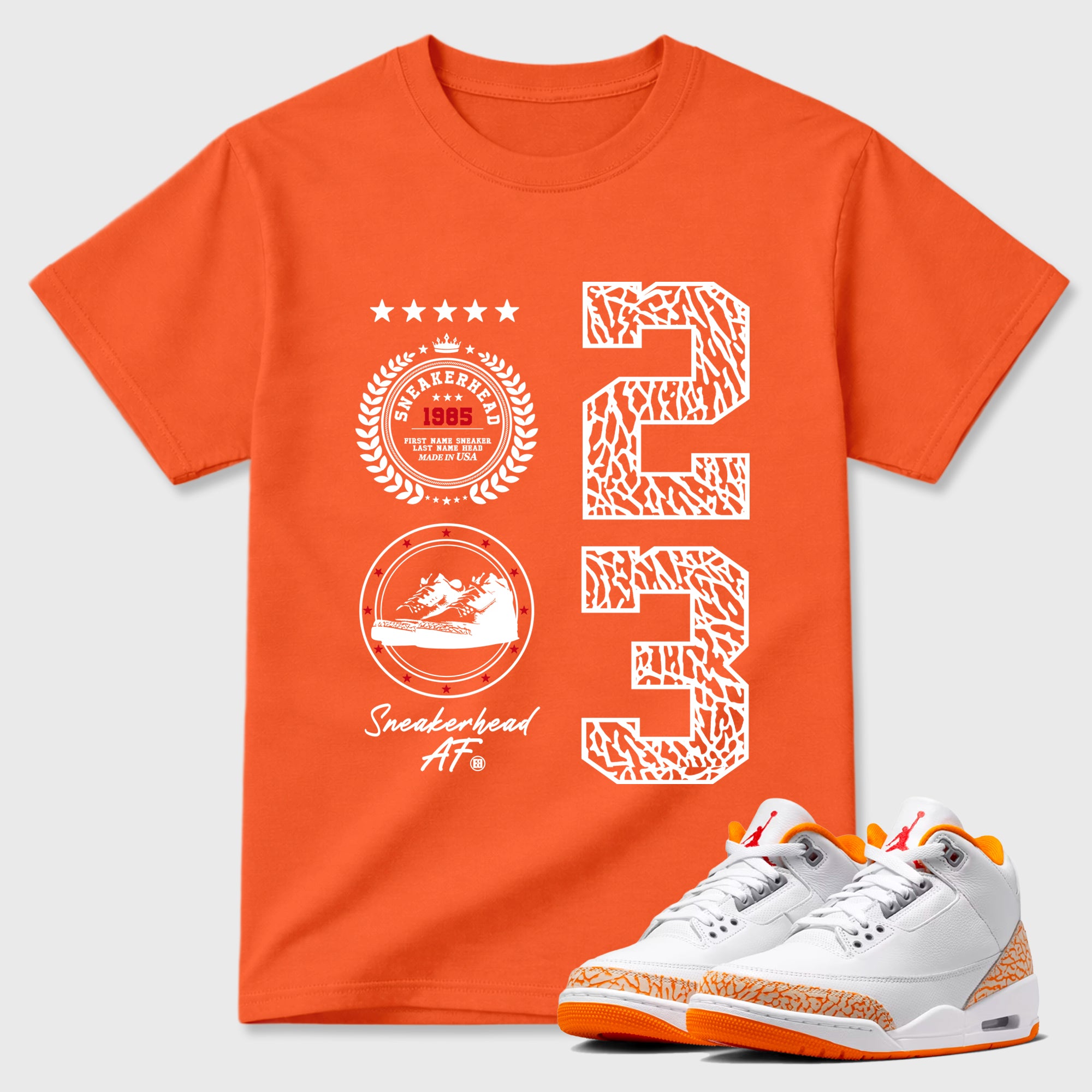 Sneaker match tees – Sneaker Tees To Match Air Jordan 3 Orange Citrus Shoes – Sneaker Emblem Tee Orange 1