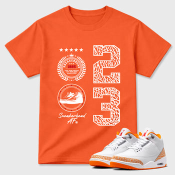 Sneaker match tees – Sneaker Tees To Match Air Jordan 3 Orange Citrus Shoes – Sneaker Emblem Tee Orange 1