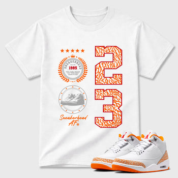 Sneaker match tees – Sneaker Tees To Match Air Jordan 3 Orange Citrus Shoes – Sneaker Emblem Tee White 1
