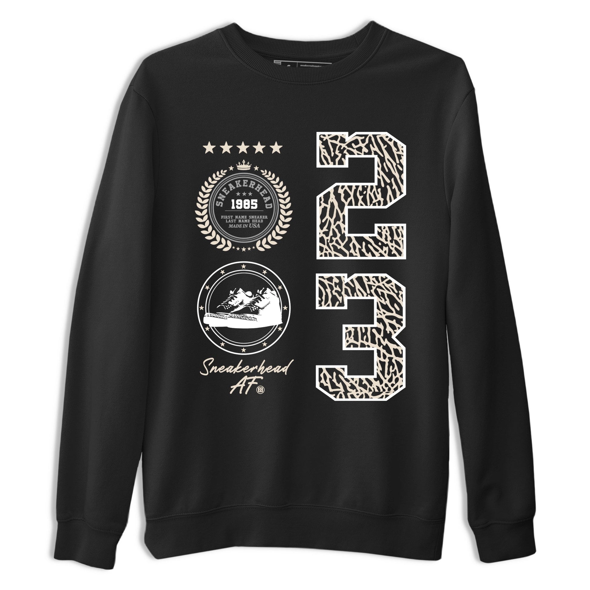 Sneaker Emblem sneaker match t-shirt styled to complete your fit with the Air Jordan 3 Pure Money sneakers, shown in Black 2.