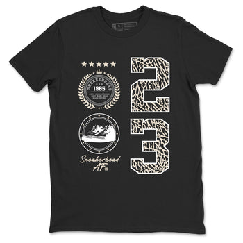 Sneaker Emblem sneaker match t-shirt styled to complete your fit with the Air Jordan 3 Pure Money sneakers, shown in Black 2.
