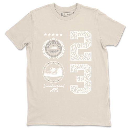 Sneaker Emblem sneaker match t-shirt styled to complete your fit with the Air Jordan 3 Pure Money sneakers, shown in Natural 2.