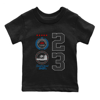 Sneaker Emblem baby and kids t-shirt crafted for little sneakerheads to shine with the Air Jordan 3 Rare Air sneakers, displayed in Black 2.