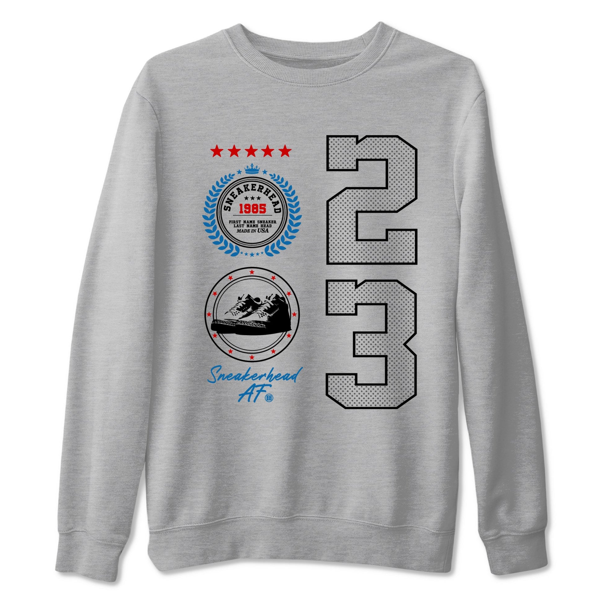 Sneaker Emblem sneaker match t-shirt styled to complete your fit with the Air Jordan 3 Rare Air sneakers, shown in Heather Grey 2.