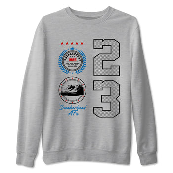 Sneaker Emblem sneaker match t-shirt styled to complete your fit with the Air Jordan 3 Rare Air sneakers, shown in Heather Grey 2.