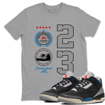 Sneaker Emblem sneaker match t-shirt styled to complete your fit with the Air Jordan 3 Rare Air sneakers, shown in Heather Grey 1.