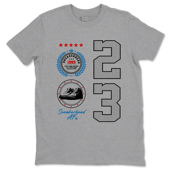 Sneaker Emblem sneaker match t-shirt styled to complete your fit with the Air Jordan 3 Rare Air sneakers, shown in Heather Grey 2.