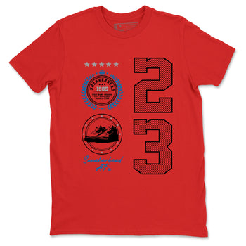 Sneaker Emblem sneaker match t-shirt styled to complete your fit with the Air Jordan 3 Rare Air sneakers, shown in Red 2.