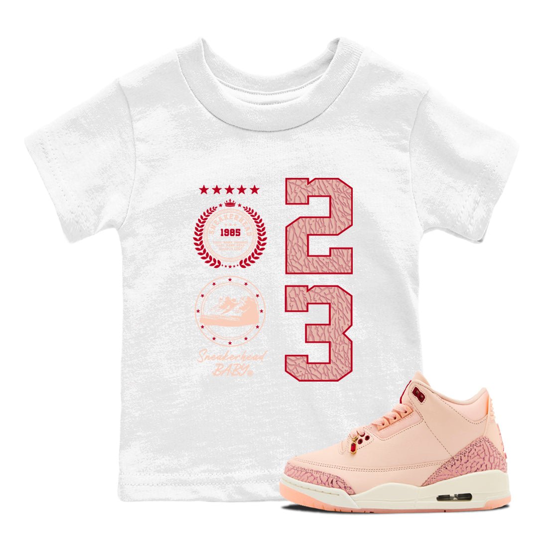 3s Valentines Day shirts to match jordans Sneaker Emblem best t shirts to wear with jordans Air Jordan 3 Valentines Day match shoes to clothes SNRT Sneaker Tees Youth Baby White 1 tee