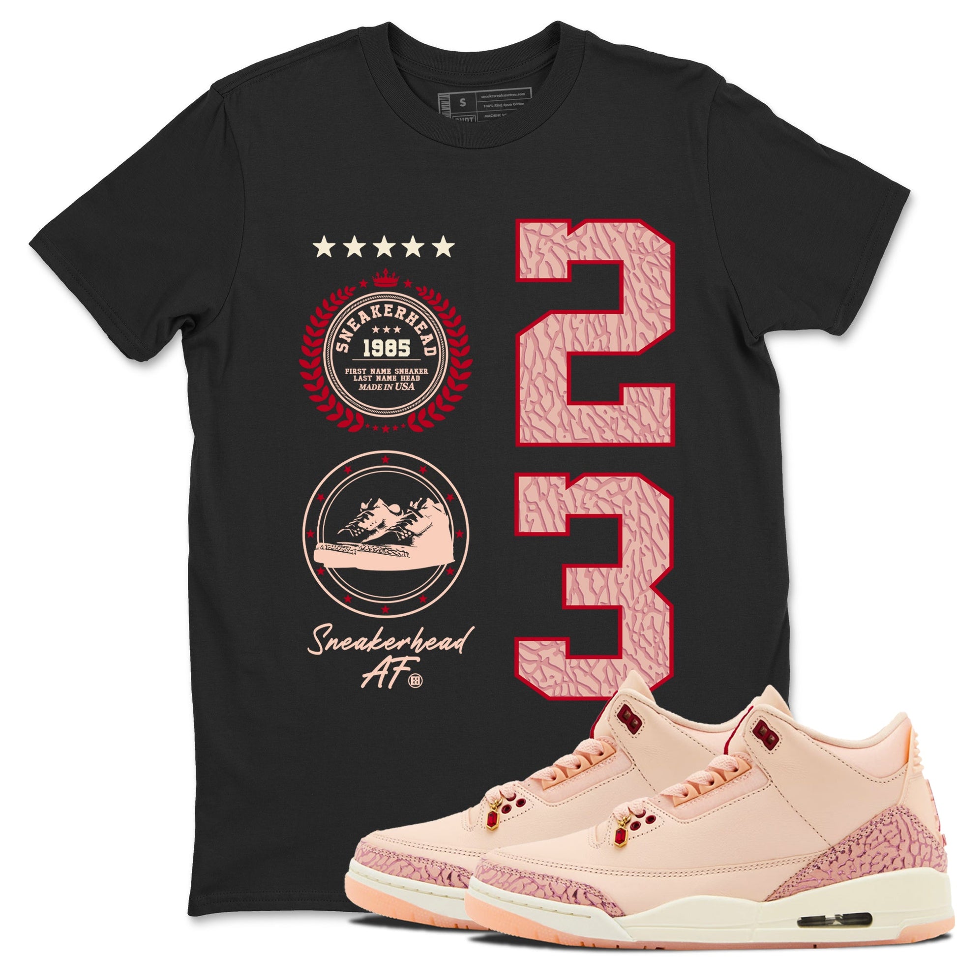 3s Valentines Day shirts to match jordans Sneaker Emblem best t shirts to wear with jordans Air Jordan 3 Valentines Day match shoes to clothes SNRT Sneaker Tees unisex cotton Black 1 shirts