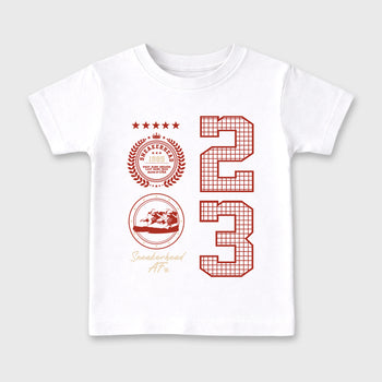 Sneaker Emblem affordable baby and kids t-shirt designed to match the Air Jordan 4 Brick After Brick, featuring coordinated White 2 options for the perfect little sneakerhead streetwear look.