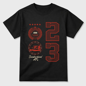Sneaker Emblem Graphic T-Shirt sneaker match tee designed for the Air Jordan 4 Brick After Brick, featuring coordinated color options for a perfect streetwear match. Black 2 shirt.