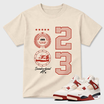 Sneaker Emblem Graphic T-Shirt sneaker match tee designed for the Air Jordan 4 Brick After Brick, featuring coordinated color options for a perfect streetwear match. Natural 1 shirt.