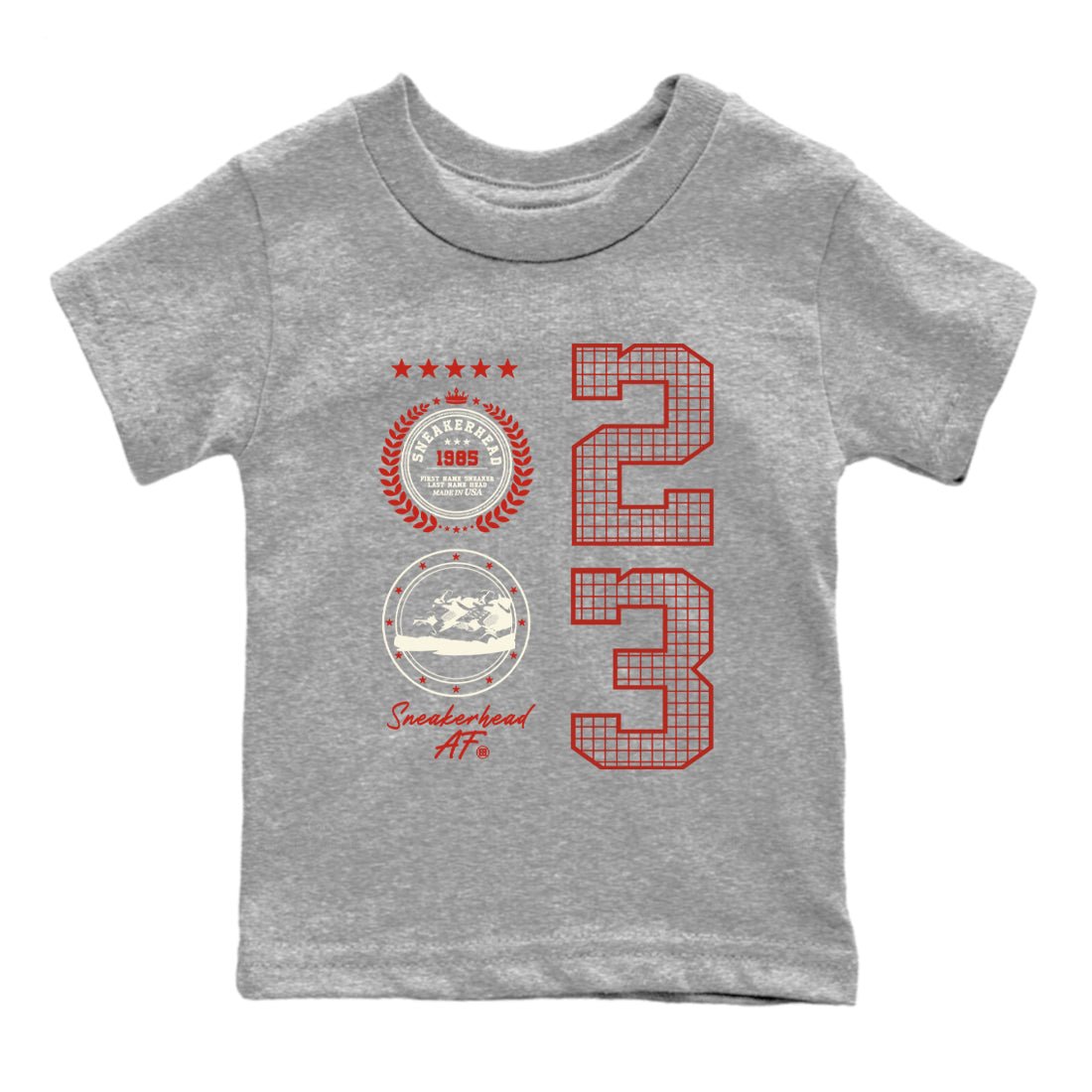 4s Brick By Brick best t shirts to wear with jordans Sneaker Emblem sneaker match tees Nigel Sylvester x Air Jordan 4 Brick by Brick match shoes to clothes SNRT Sneaker Tees Youth Baby Heather Grey 2 tee