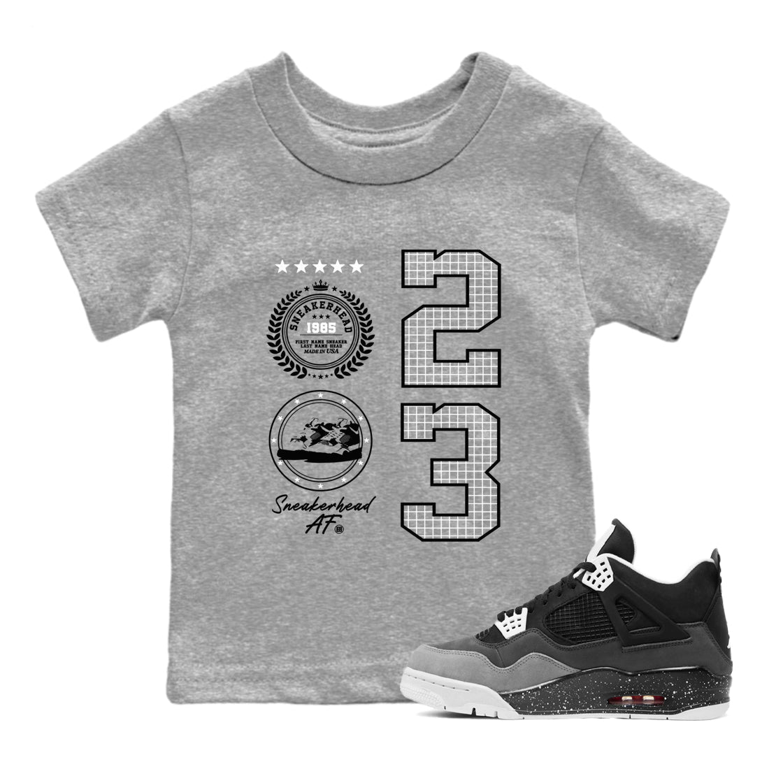 4s Fear shirts to match jordans Sneaker Emblem sneaker match tees Air Jordan 4 Retro Fear match shoes to clothes SNRT Sneaker Tees Youth Baby Heather Grey 1 tee