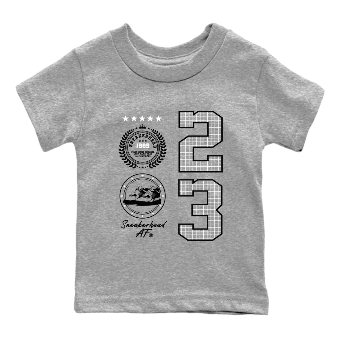 4s Fear shirts to match jordans Sneaker Emblem sneaker match tees Air Jordan 4 Retro Fear match shoes to clothes SNRT Sneaker Tees Youth Baby Heather Grey 2 tee