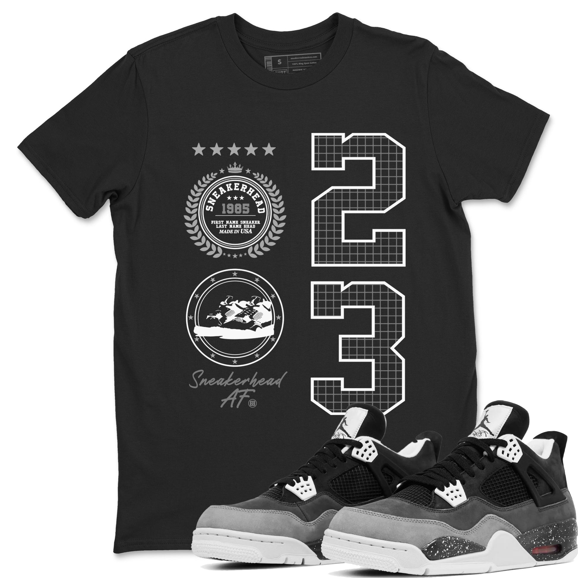 4s Fear shirts to match jordans Sneaker Emblem sneaker match tees Air Jordan 4 Retro Fear match shoes to clothes SNRT Sneaker Tees unisex cotton Black 1 shirts