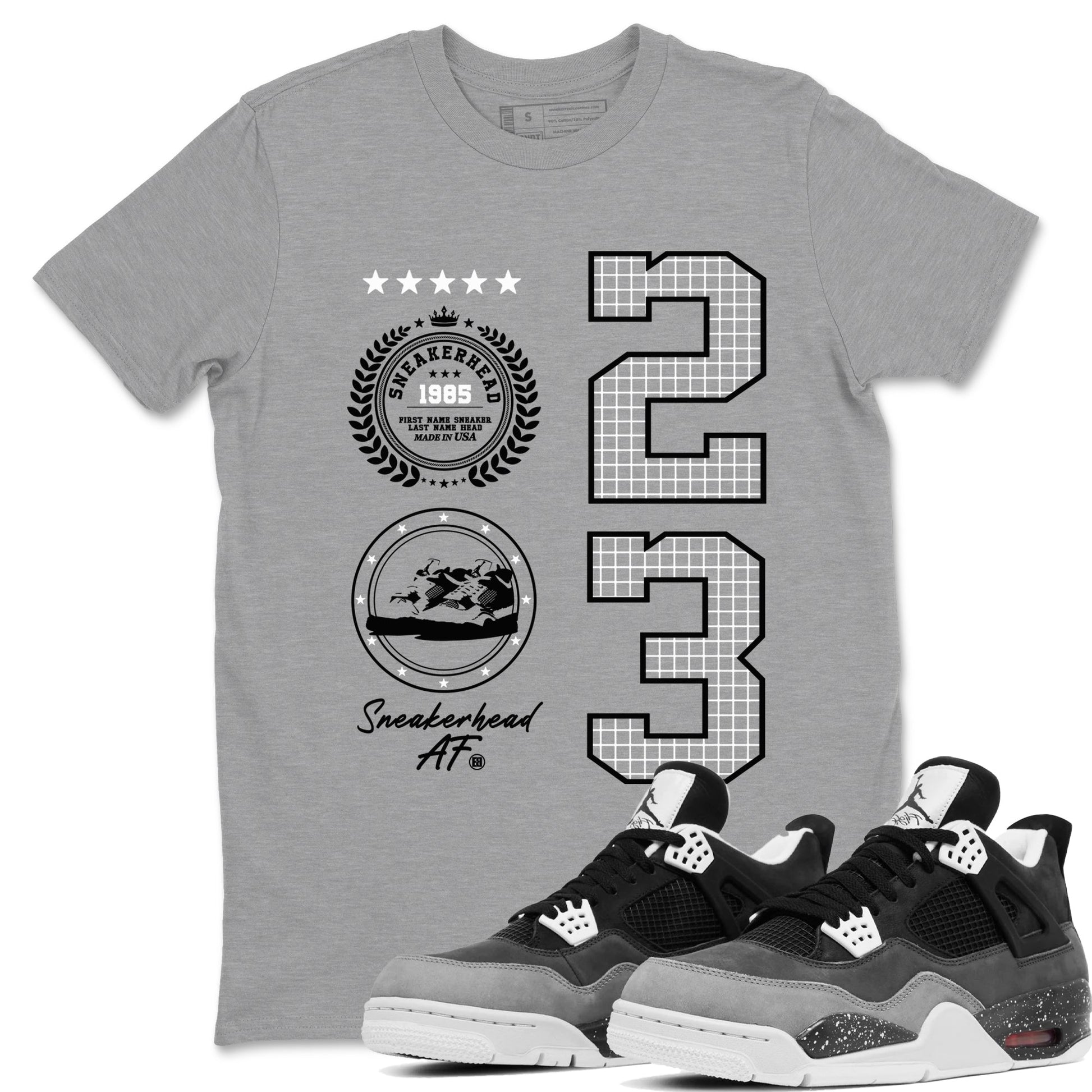 4s Fear shirts to match jordans Sneaker Emblem sneaker match tees Air Jordan 4 Retro Fear match shoes to clothes SNRT Sneaker Tees unisex cotton Heather Grey 1 shirts