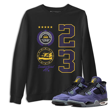 Best Sneakerfits graphic tee – Los Angeles Basketball Tees To Match Air Jordan 4 Lakeshow – Sneaker Emblem Tee Black 1