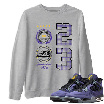Best Sneakerfits graphic tee – Los Angeles Basketball Tees To Match Air Jordan 4 Lakeshow – Sneaker Emblem Tee Heather Grey 1