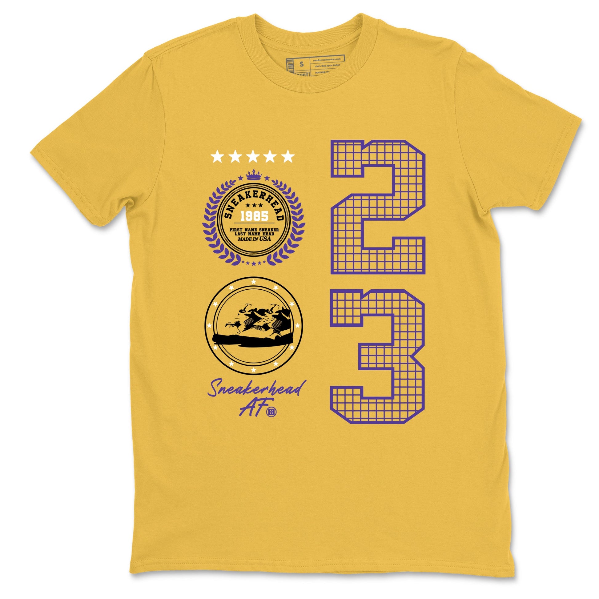 Best Sneakerfits graphic tee – Los Angeles Basketball Tees To Match Air Jordan 4 Lakeshow – Sneaker Emblem Tee Daisy 2
