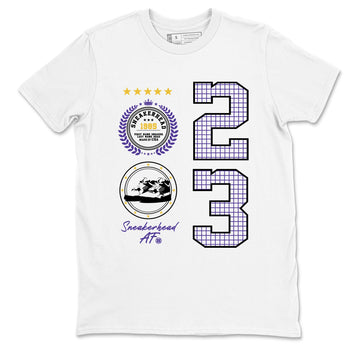 Best Sneakerfits graphic tee – Los Angeles Basketball Tees To Match Air Jordan 4 Lakeshow – Sneaker Emblem Tee White 2